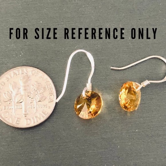 Silver Swarovski blue round 8mm crystal earrings - Picture 5 of 6